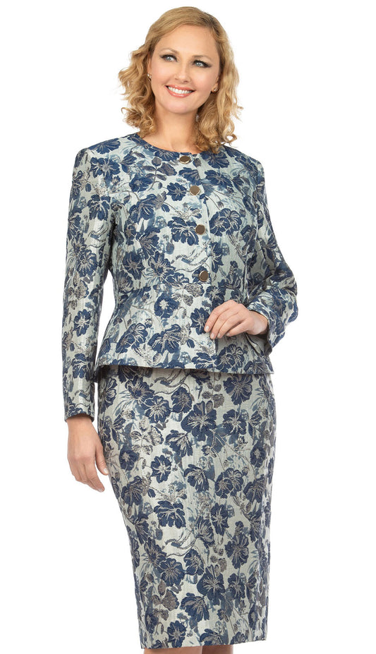 Giovanna S0726-NWS-CO ( 2pc Jacquard Womens Suit With Metal Buttons And Skirt )