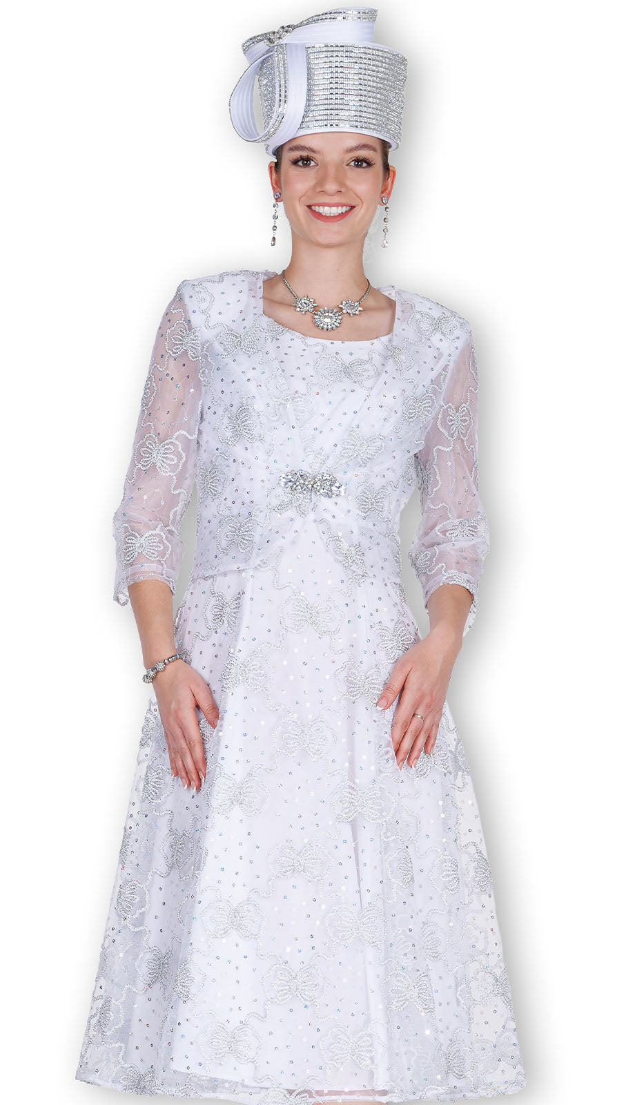 Elite Champagne 6459-WHT Church Dress