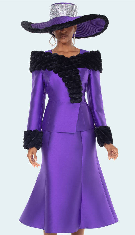 Donna Vinci 12222-PWB-H Womens Church Suit with Hat