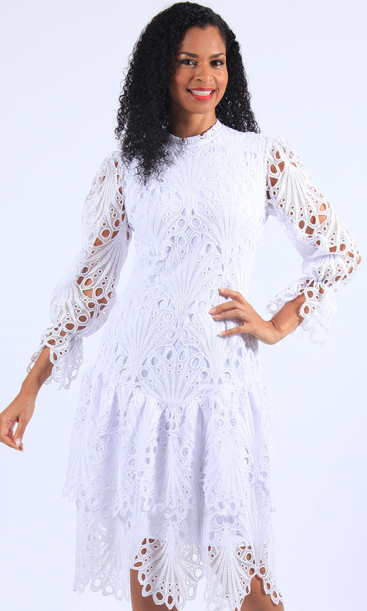 white lace church dress White Peplum Church Dress with Lace
