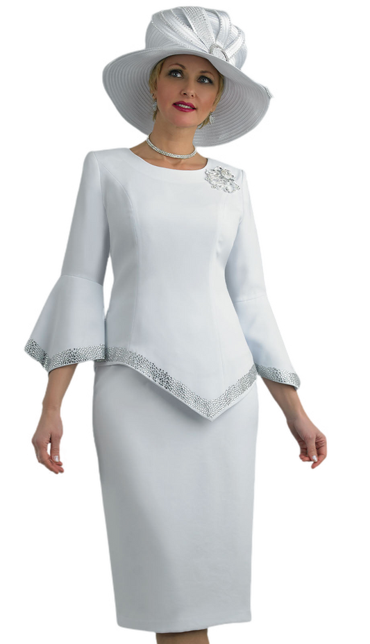 Lily And Taylor 4471-WHT Church Suit For Women-Hat