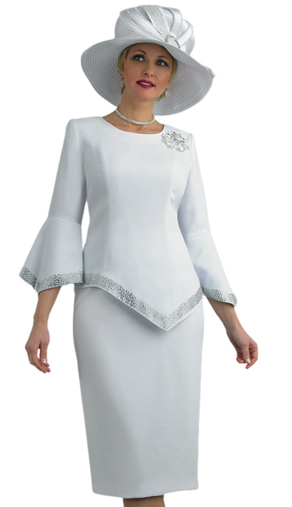 Lily And Taylor 4471-WHT Church Suit For Women-Hat