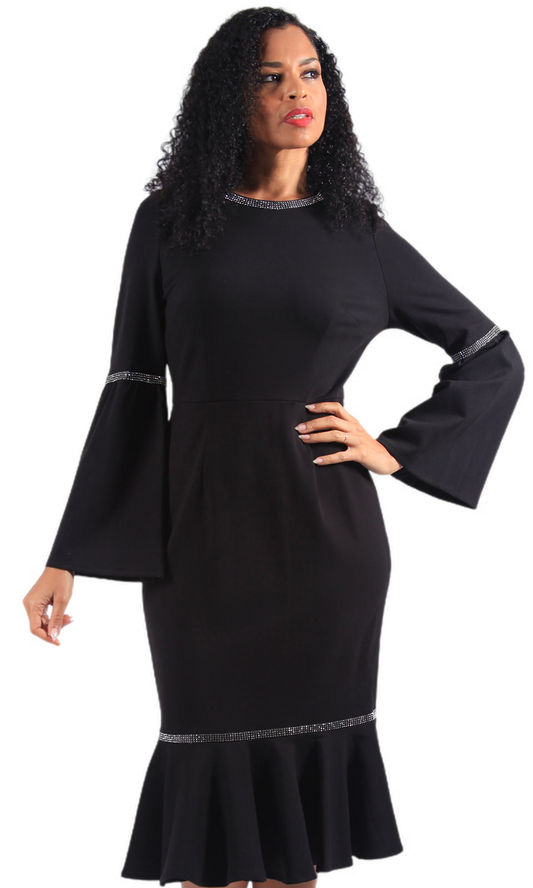 Diana Couture 8651-CO ( 1pc Womens Scuba Knit Dress With Rhinestone Accents )