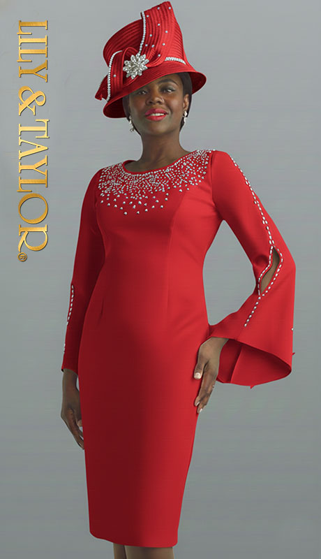 Lily And Taylor 3889-RED-IH Church Dress