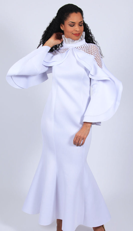 Diana Couture 8345-WHT-CO ( 1pc Scuba Knit Womens Church Dress )
