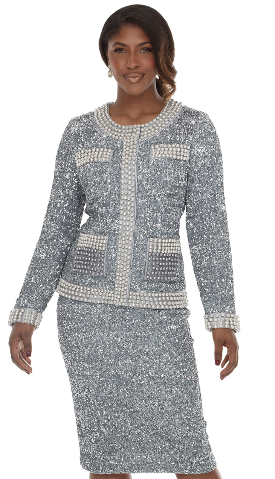 Donna Vinci 12234-SLV-QS Church Suit