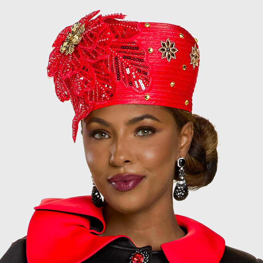 Donna Vinci H12233-RED-QS Womens Church Hat
