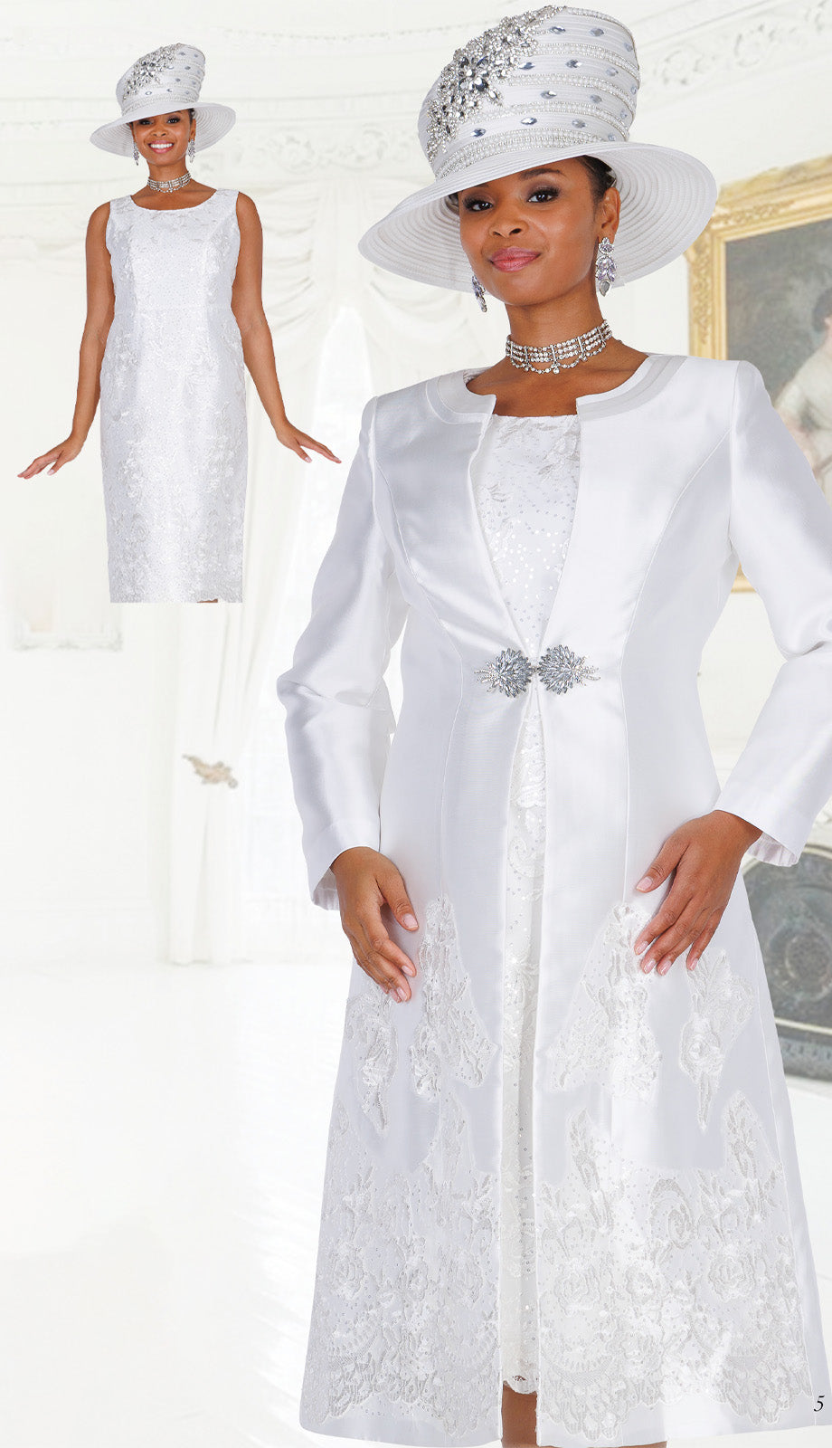 Elite Champagne 6461-WHT-QS Church Suit