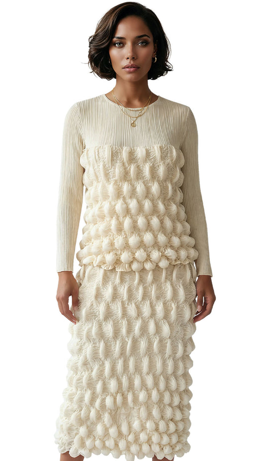 Luxe Moda LM523-BGE Top And Skirt Set