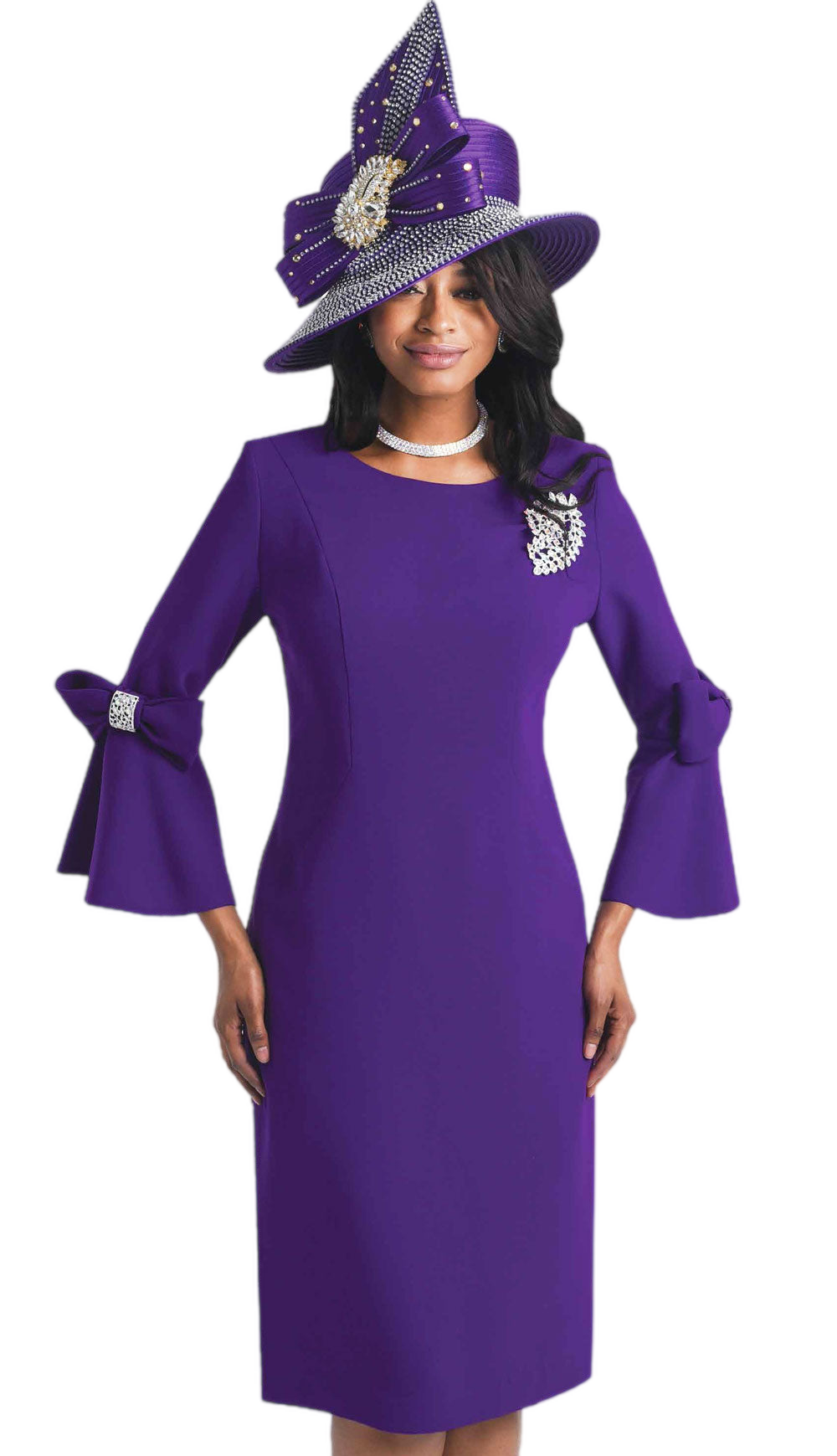 Lily And Taylor 4154-PU Church Dress - Hat