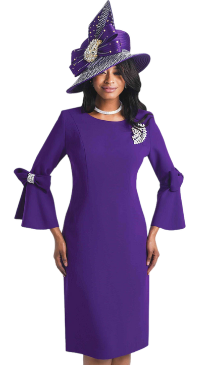 Lily And Taylor 4154-PU Church Dress - Hat