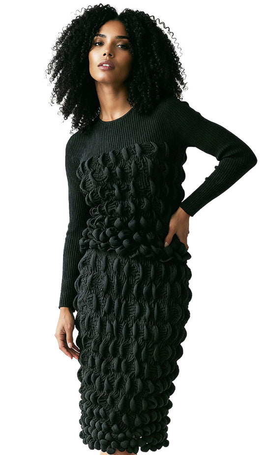 Luxe Moda LM523-BLK Top And Skirt Set