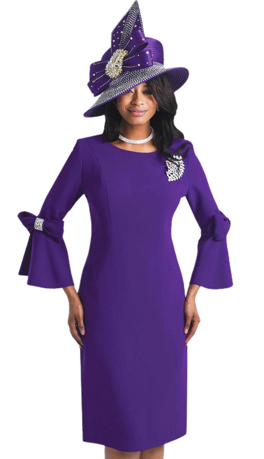 Lily And Taylor 4154-PU Church Dress - Hat