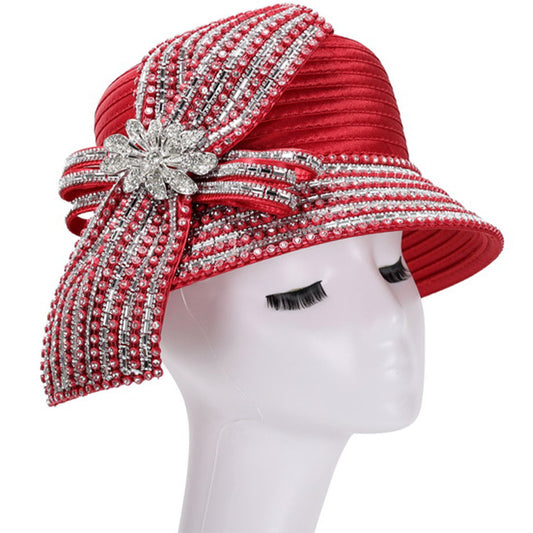 Giovanna HR22114-RED-QS Church Hat