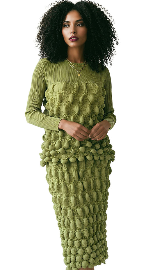 Luxe Moda LM523-SGE Top And Skirt Set