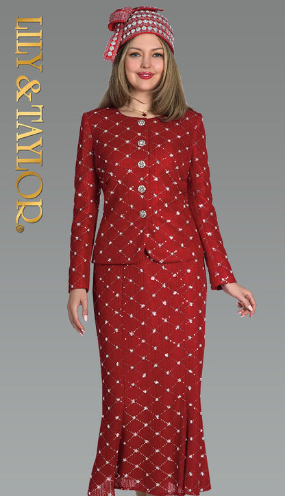 Lily And Taylor 5203-RED Church Dress
