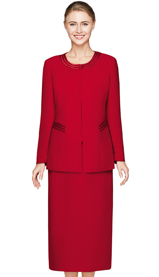 Nina Massini 2317-RED-CO Church Suit for Women