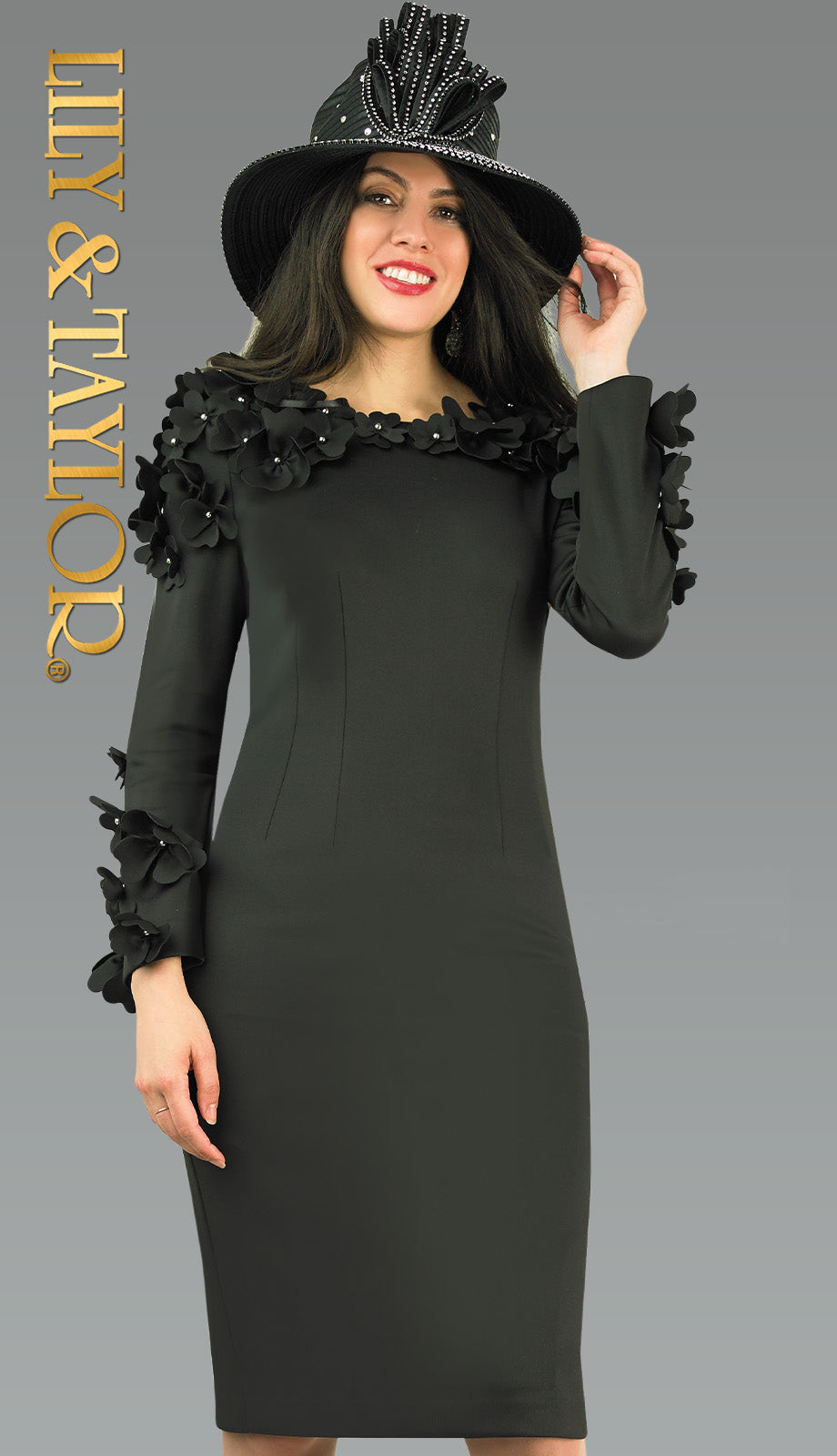 Lily And Taylor 4904-BLK Knit Church Dress Church Dress