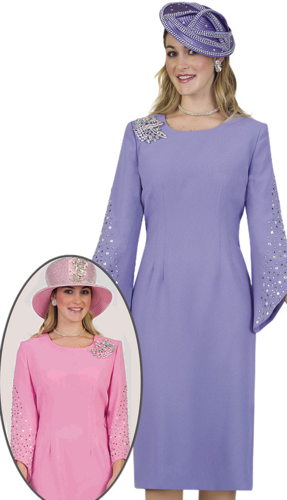 Lily And Taylor 4385-LAV Church Dress-Hat