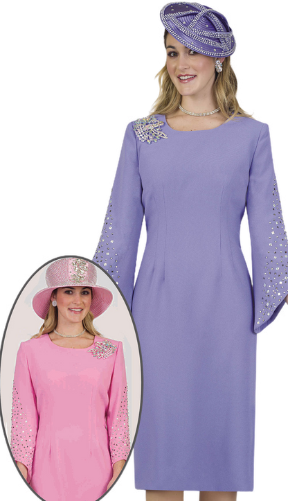 Lily And Taylor 4385-LAV Church Dress-Hat