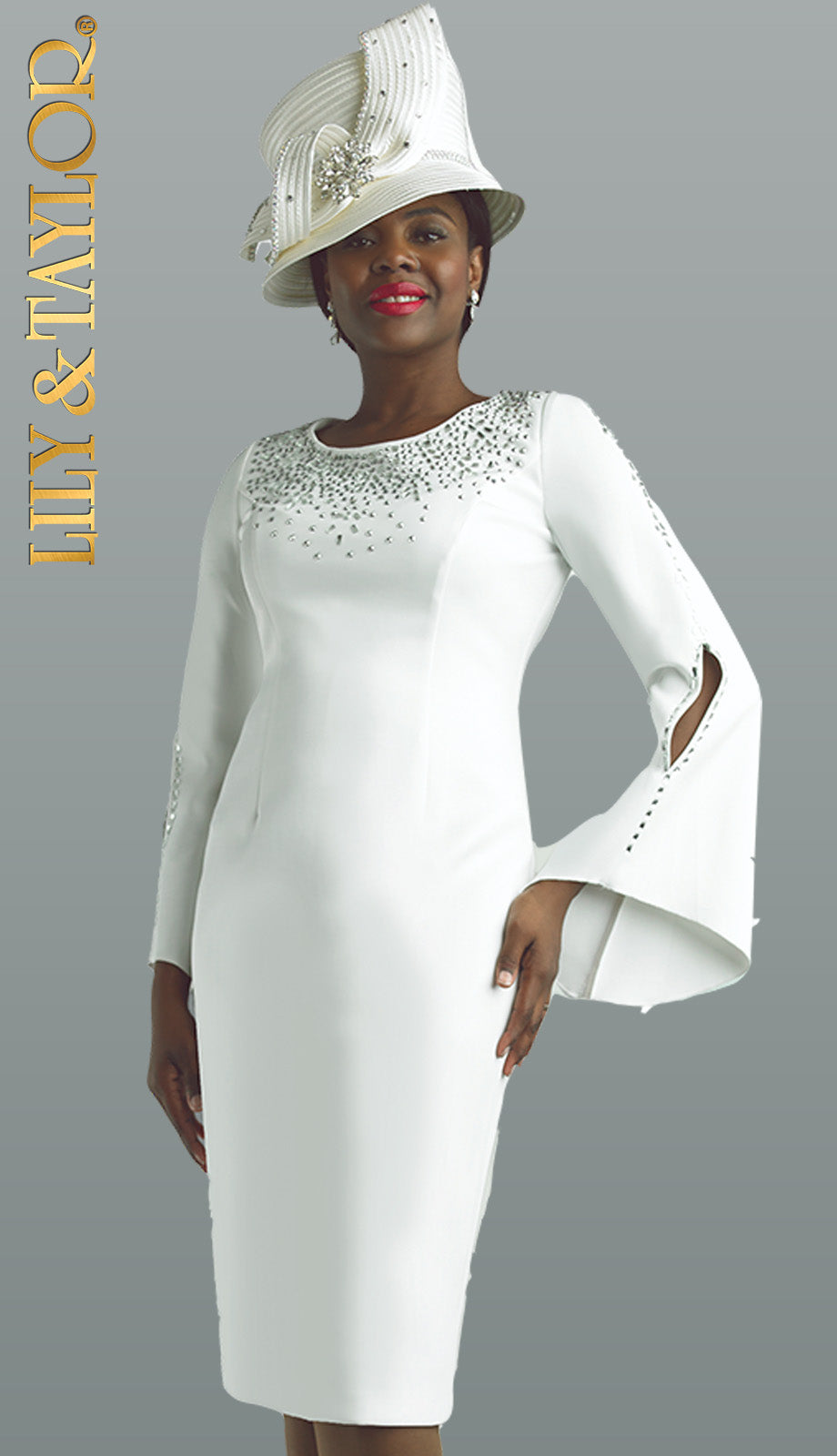 Lily And Taylor 3889-WHT-QS Church Dress