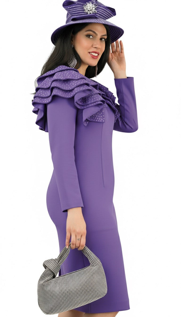 Lily And Taylor 4900-PUR Knit Church Dress Church Dress