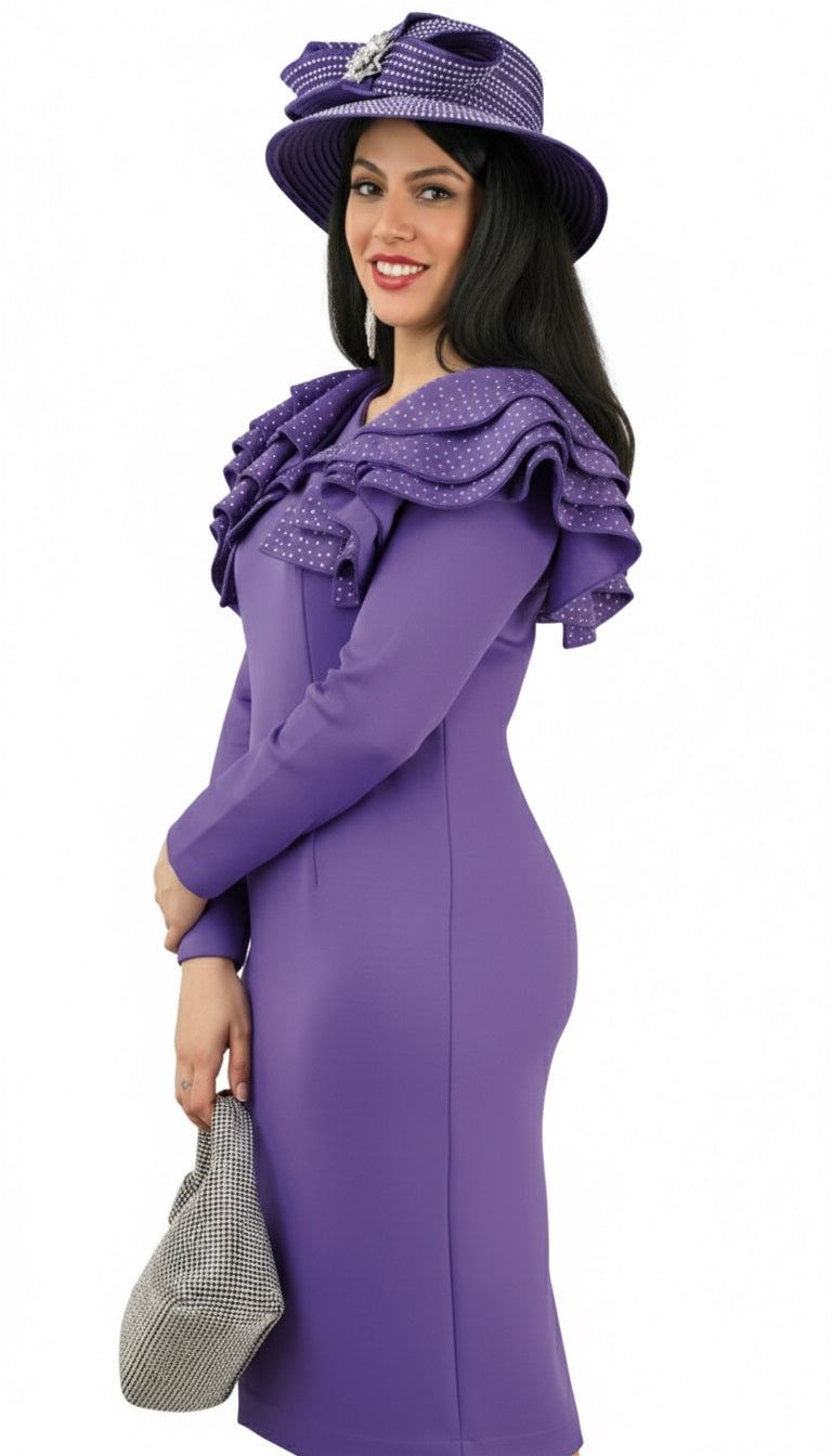 Lily And Taylor 4900-PUR Knit Church Dress Church Dress
