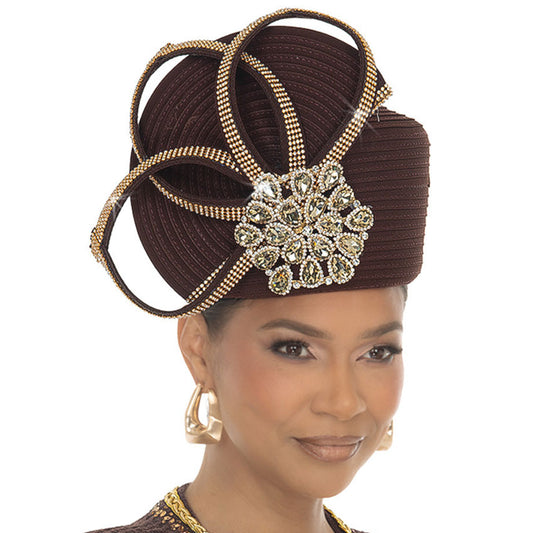 Donna Vinci H13474-BRWN-QS Church Hat