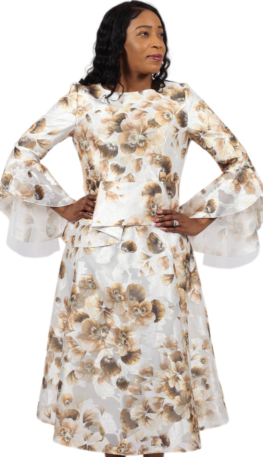 Diana Couture 8927-BRN Church Dress