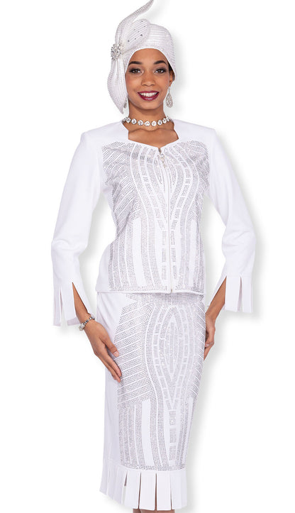 Elite Champagne Knit 5982-WHT-QS Church Suit