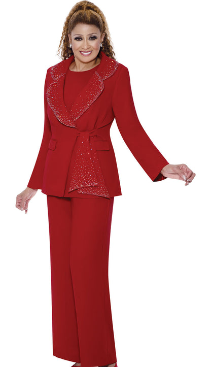 Dorinda Clark Cole 309093-RED-QS Ladies Pant Suit
