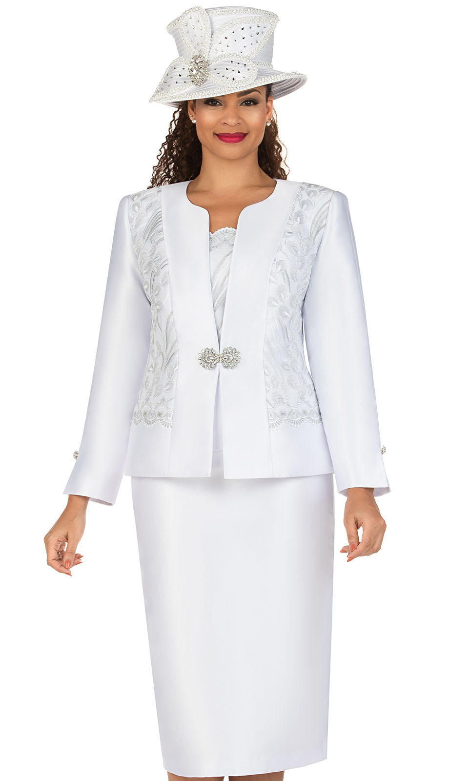 Giovanna G1193-WHT-H Church Suit-Hat