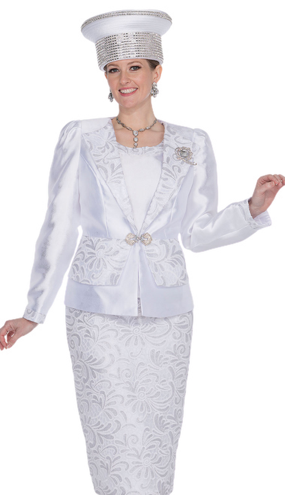 Champagne Italy 5911-WHT Church Suit-Hat