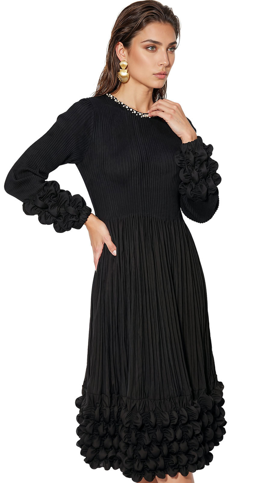 Luxe Moda LM525-BLK-QS Church Dress