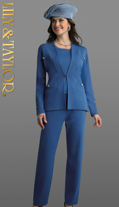 Lily And Taylor 780-NVY-QS Ladies Church Pant Suit