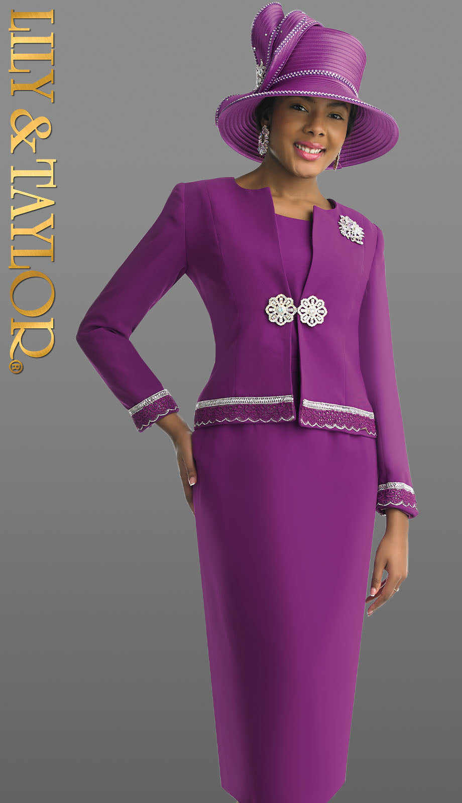 Lily And Taylor 4272-MAG-H Church Suit-Hat