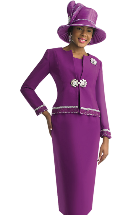 Lily And Taylor 4272-MAG-H Church Suit-Hat