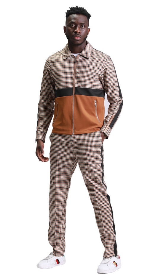 Tazzio M343SK-COFFEE Mens Sport Suit