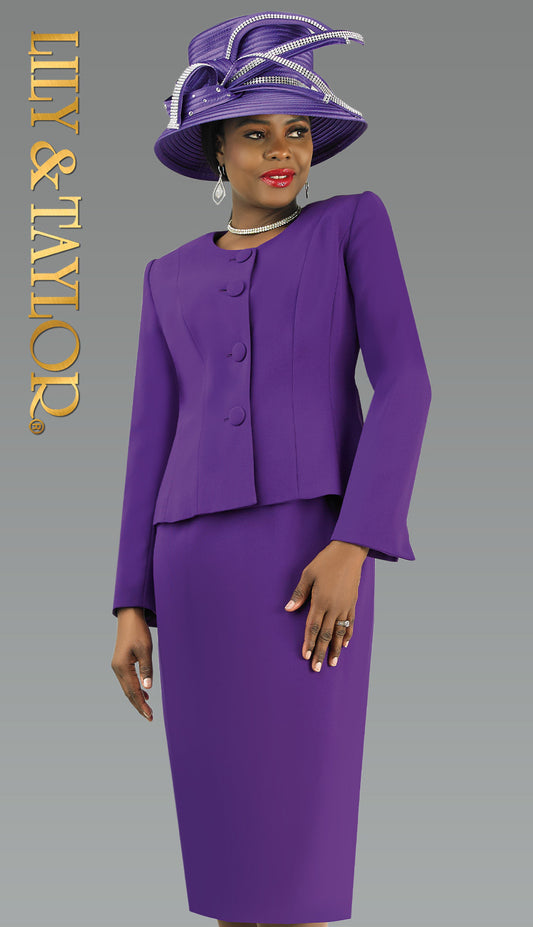 Lily And Taylor 2920-PUR Church Suit - Hat