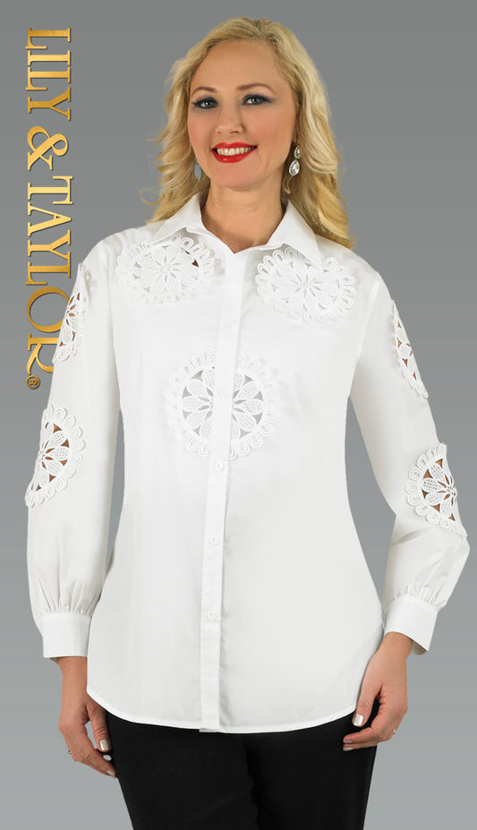 Lily and Taylor S101-WHT Blouse