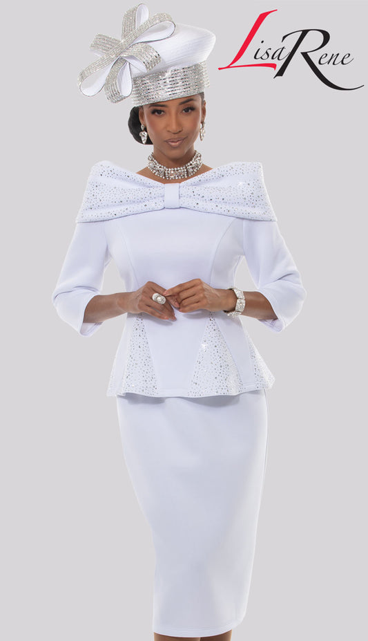 Lisa 3373-WHT-QS Church Suit