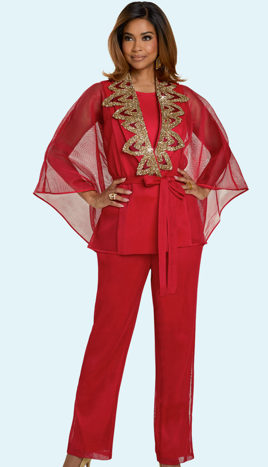 Donna Vinci 5866-RED-QS Church Suit