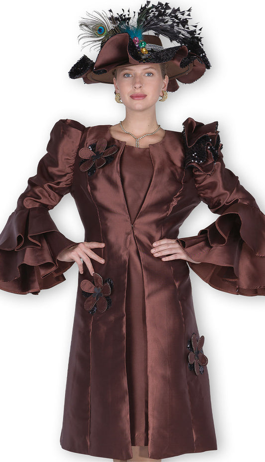 Elite Champagne 6172-BRN-H Church Dress-Hat