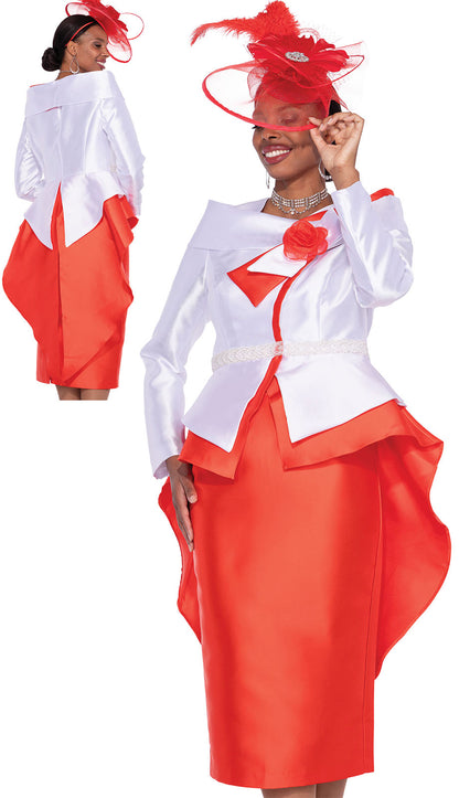 Aussie Austine 5875-RED-QS Satin Church Suit