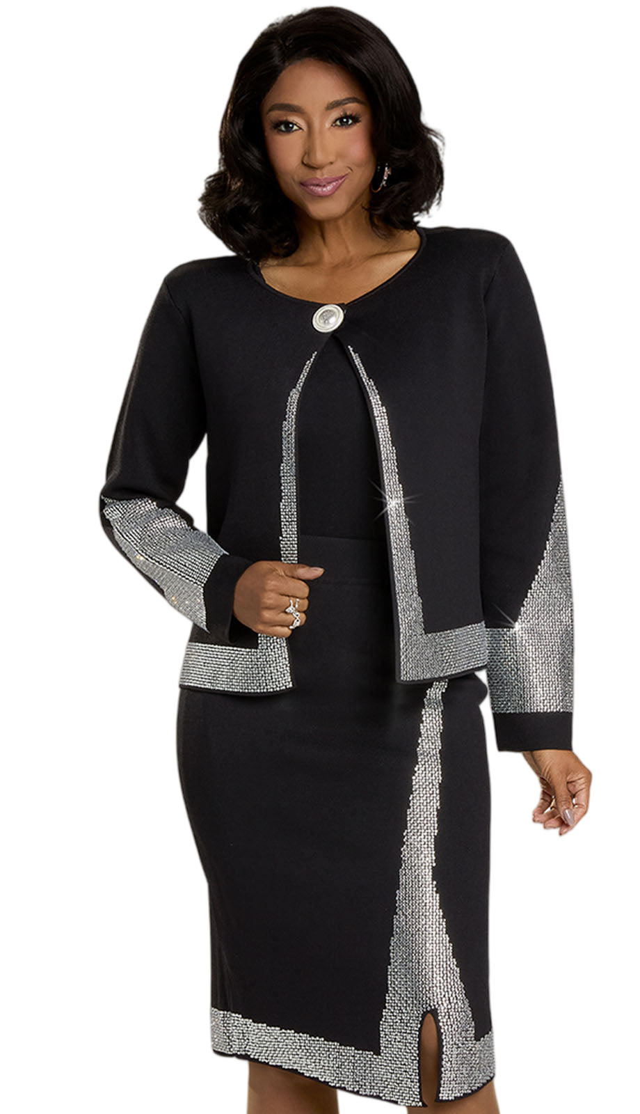 Donna Vinci Knit 13435-BLK-H  Church Suit-Hat