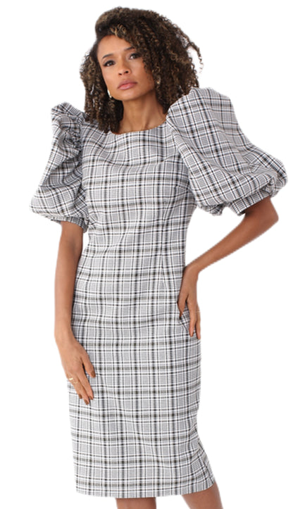 For Her 82015-WHT-QS Womens Puff Sleeve Dress