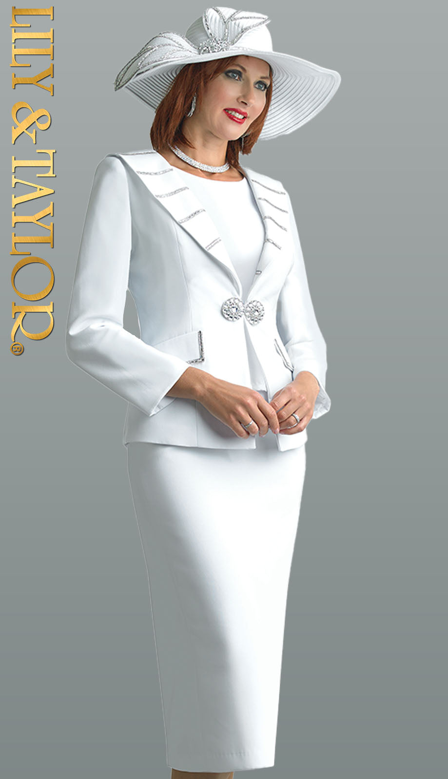 Lily And Taylor 4624-WHT-QS Church Suit