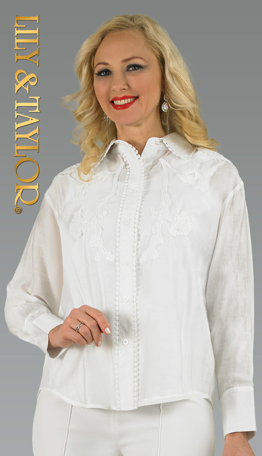 Lily and Taylor S103-WHT Blouse