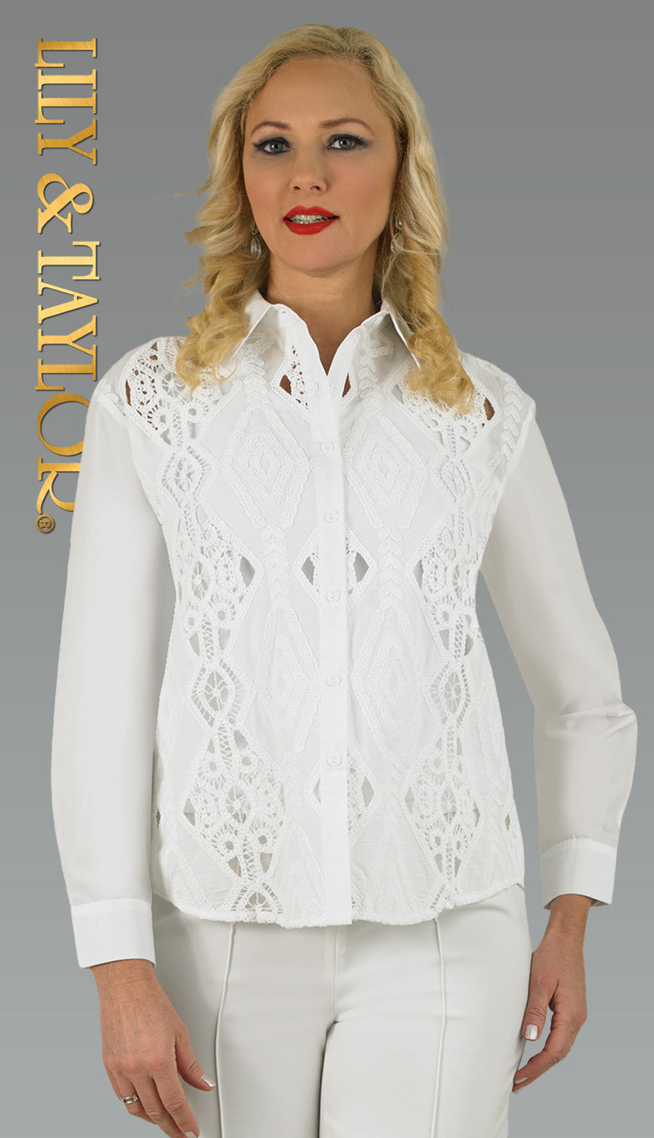 Lily and Taylor S105-WHT Blouse