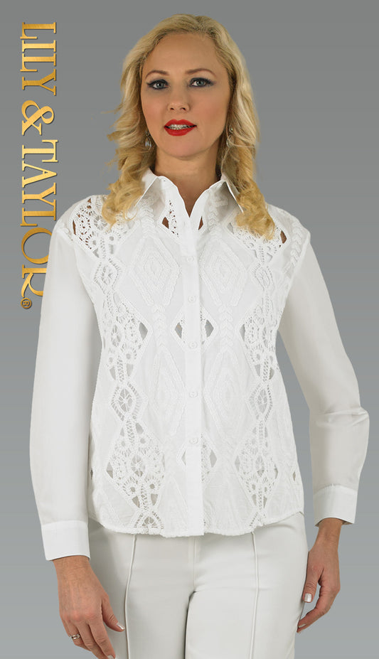 Lily and Taylor S105-WHT Blouse